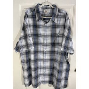 Hudson River Men's 3XLT/3XGA Gray Blue Plaid Short Sleeve Button-Up Shirt Casual